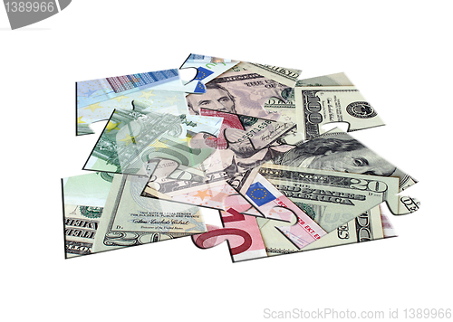 Image of jigsaw puzzle parts Money