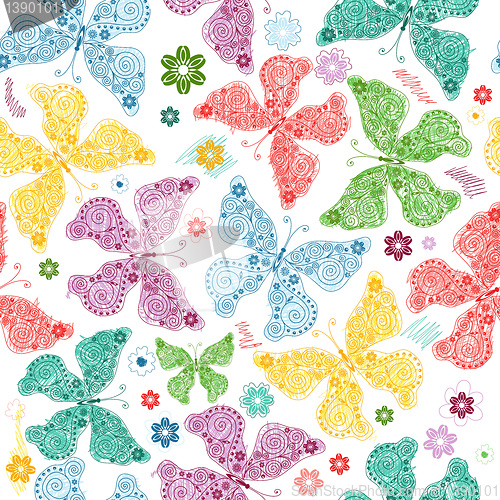 Image of Seamless pattern with butterflies