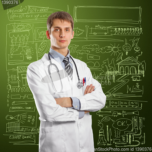 Image of young doctor man with stethoscope
