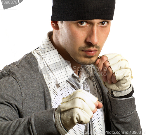 Image of businessman fighting