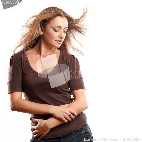 Image of woman with wind in her hair