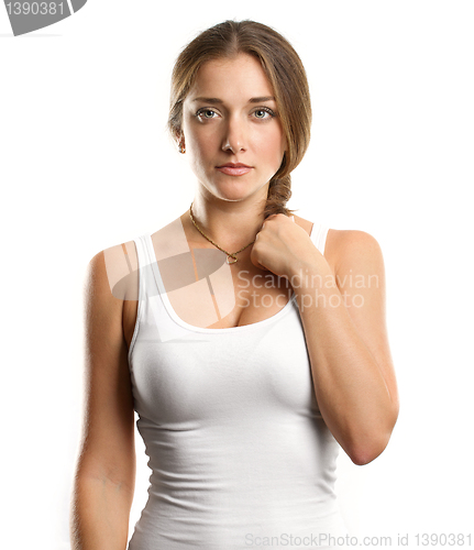 Image of european woman looking on camera