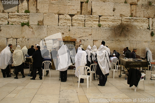 Image of Jewish prayers near wailing wall