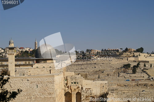 Image of Al Aqsa mosque and minaret - islam in a holy land 