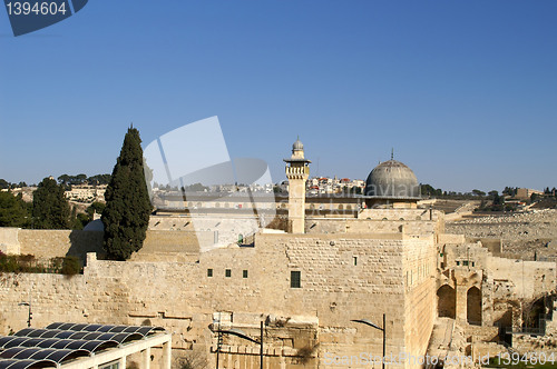 Image of Al Aqsa mosque and minaret - islam in a holy land 