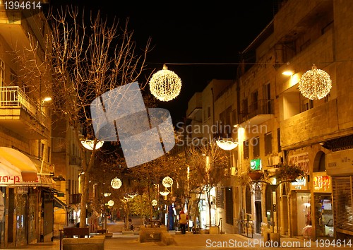 Image of Jerusalem Ben Iehuda stree at night