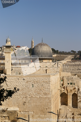 Image of Al Aqsa mosque and minaret - islam in a holy land 