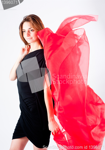 Image of Pretty woman with red scarf