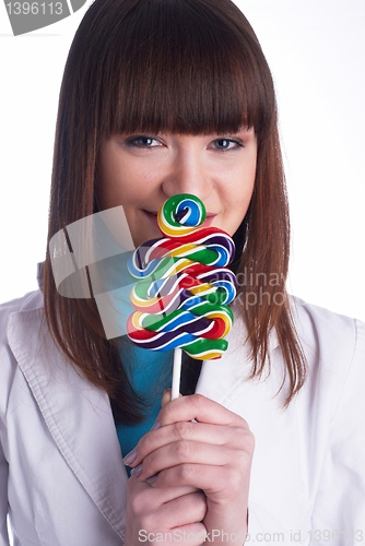 Image of Pretty girl with candy