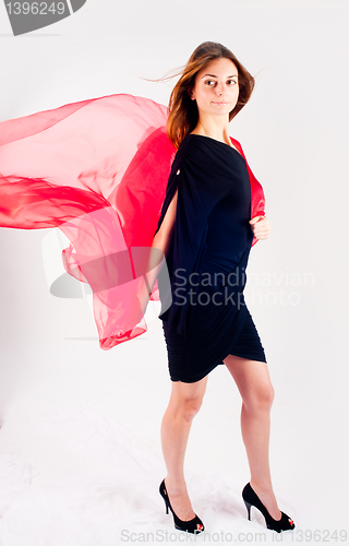 Image of Pretty woman with red scarf