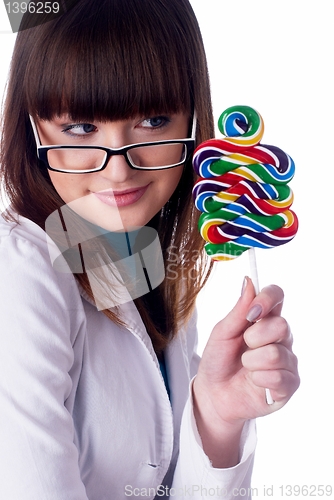 Image of Pretty girl with candy