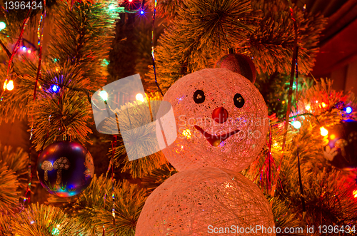 Image of Christmas fur-tree with snowman