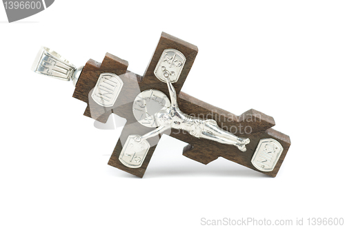 Image of silver and wooden cross
