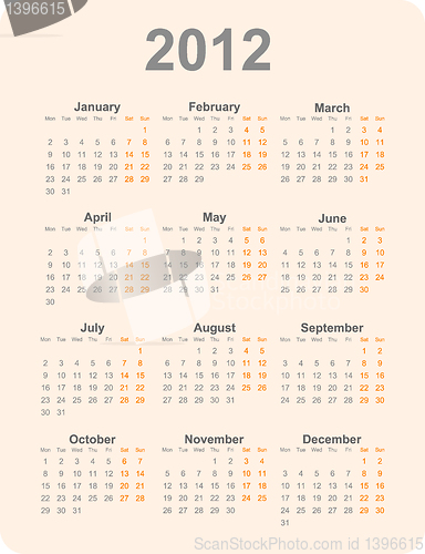 Image of 2012 year calendar