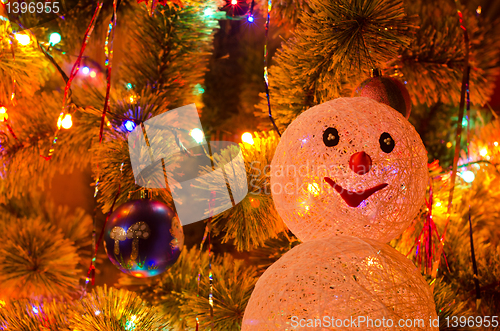 Image of Christmas fur-tree with snowman