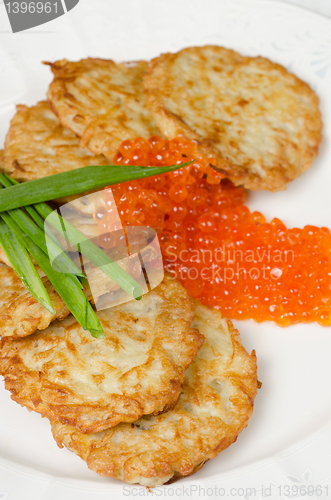Image of pancakes with red caviar