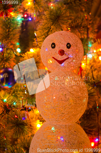 Image of Christmas fur-tree with snowman