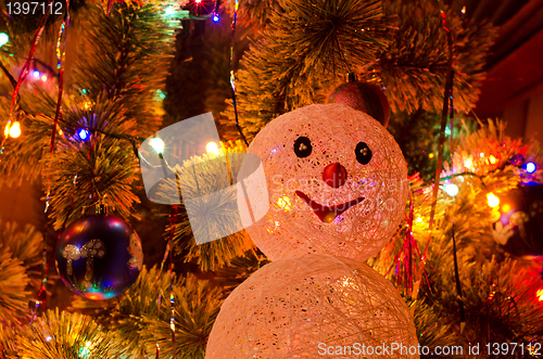 Image of Christmas fur-tree with snowman