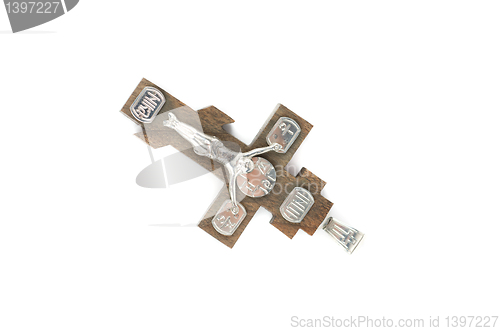 Image of silver and wooden cross