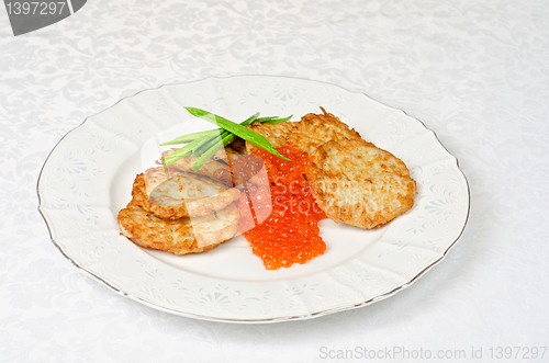 Image of pancakes with red caviar