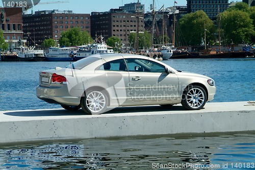 Image of Car parked on a floating pier