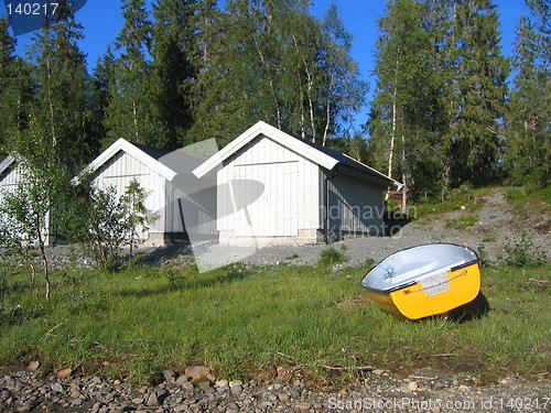 Image of Boat and boathouses