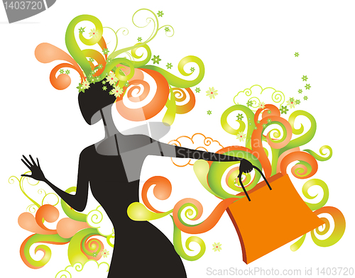 Image of Whimsical shopping girl