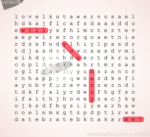 Image of Wedding card - word search puzzle