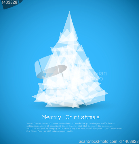 Image of Vector modern card with abstract white christmas tree
