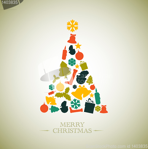 Image of Vintage Vector christmas tree