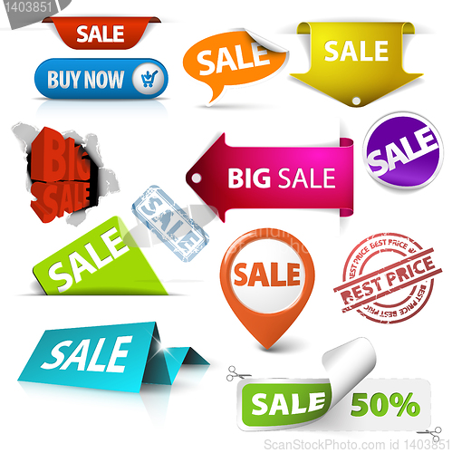 Image of Vector Collection of colorful sale elements