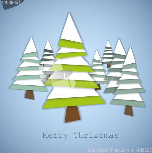 Image of Simple vector christmas trees made from green and white paper