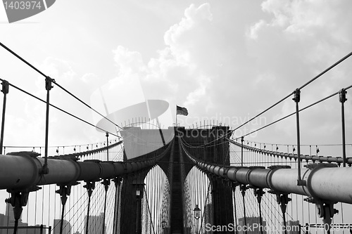Image of NYC Brooklyn Bridge Gate and Wires