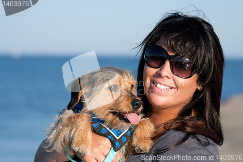 Image of Woman and Her Borkie Dog