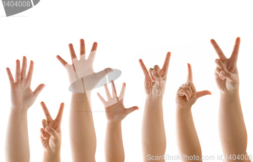 Image of Hand and Finder Gestures On White