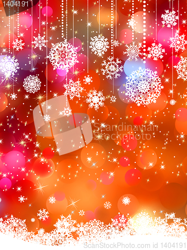Image of Abstract orange winter with snowflakes. EPS 8