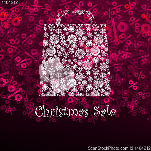 Image of Christmas sa;e card with shopping bag. EPS 8