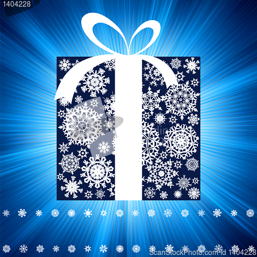 Image of Blue burst with gift box. EPS 8