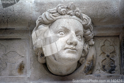 Image of Head, Antique bas-relief architectural detail of the St. James Cathedral, Sibenik, Croatia