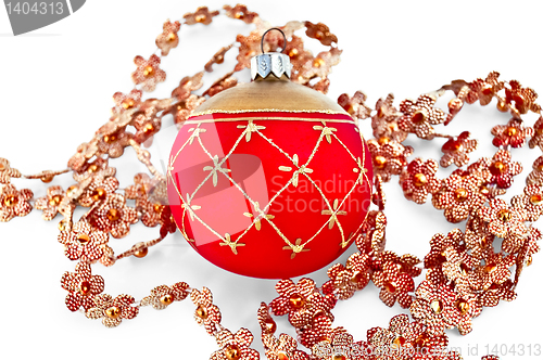 Image of Christmas red ball with beads