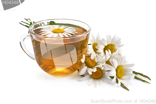 Image of Herbal teas with a bouquet of daisies