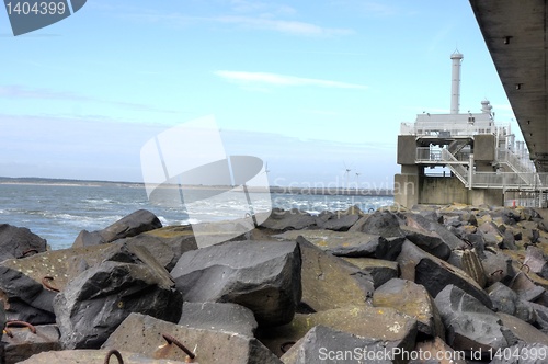 Image of Dam, sea and wind green energy in Zeeland