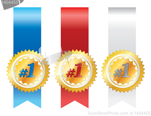 Image of Gold awards with ribbons