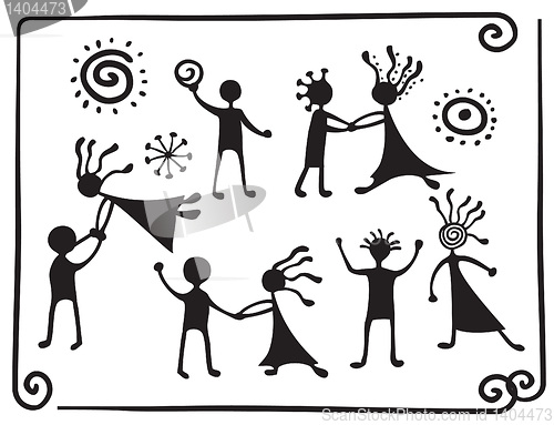 Image of Drawing pictograms of dancing people