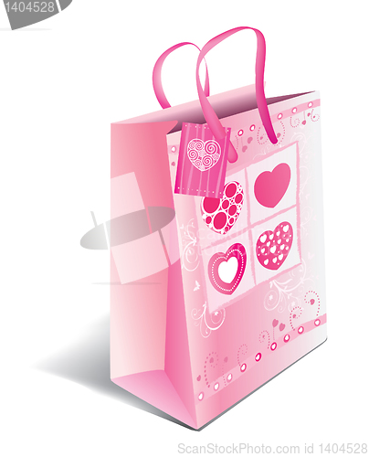 Image of Paper shopping bag with hearts