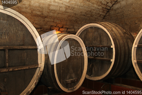 Image of The old wine cask in the cellar
