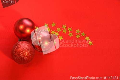 Image of red christmas  background with bolls