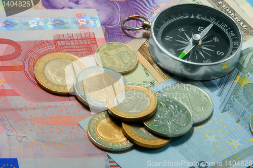 Image of Compass over currency