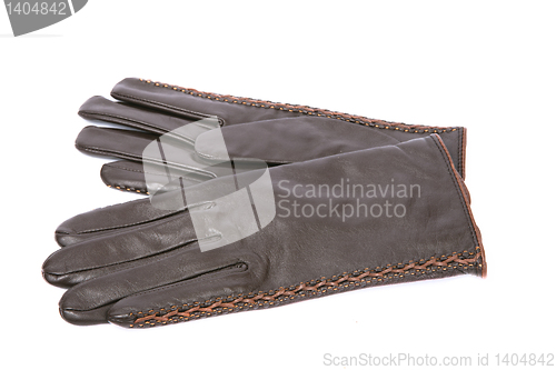 Image of soft leather brown gloves isolated on white 