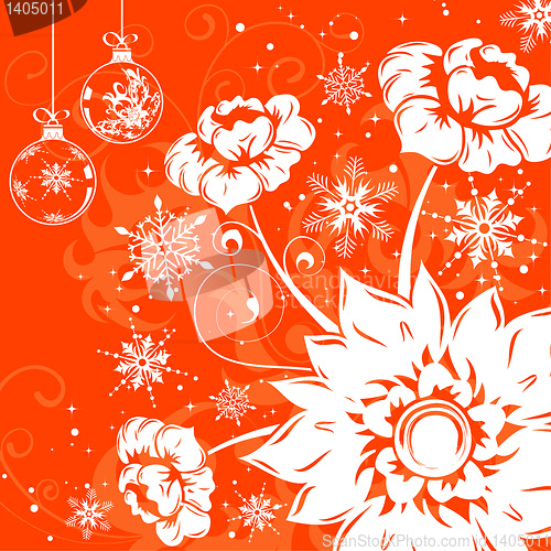 Image of Floral background with snowflake